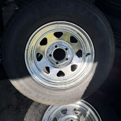 New 205-75-14inch Trailer Tires With 5-lug Galvanized Rims.  In Stock. 
