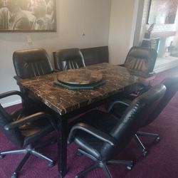 Marbled Table And Chairs Set