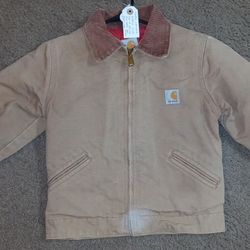Vintage Carhartt Detriot Jacket Brown Y20 BRN. Youth size 8 Regular. Quilt lined red interior. 