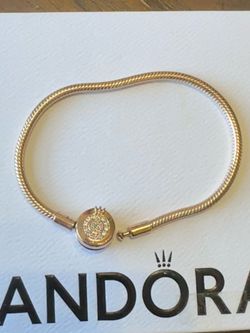 100% Authentic Rose Gold Pandora Moments Sparkling Crown Snake Chain Bracelet