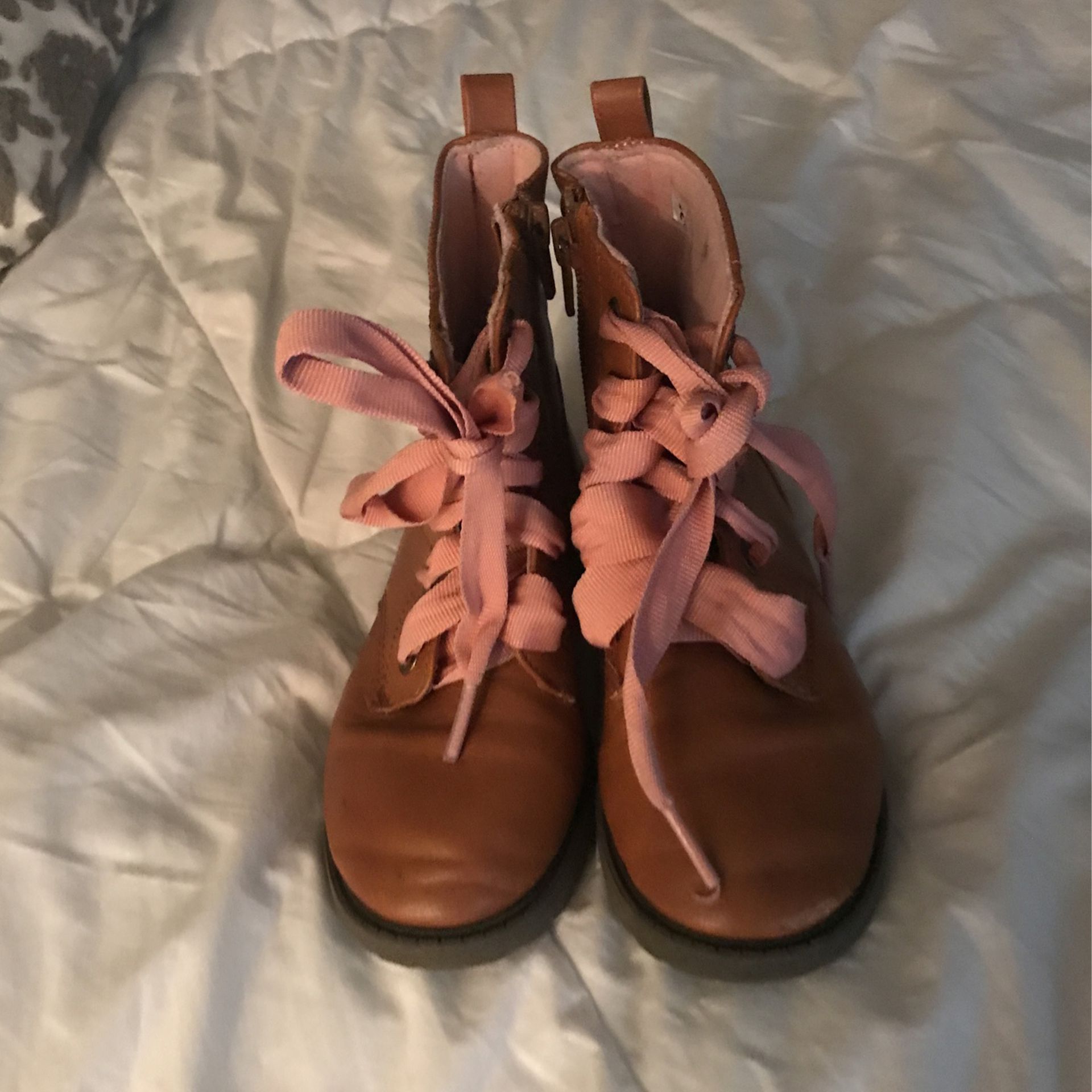 Size 13 Girls Leather Light Brown Boots  