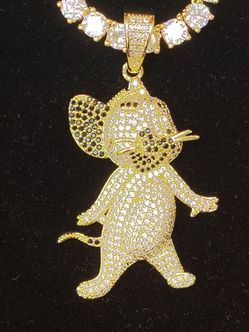 Necklace Tom & Jerry Mouse Charm CZ