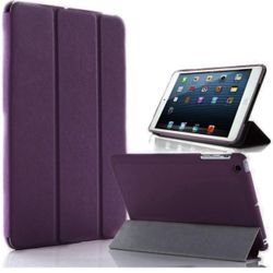 Premium Magnetic Slim Leather Smart Tri Fold Cover Case Fit iPad Mini Retina (Purple)