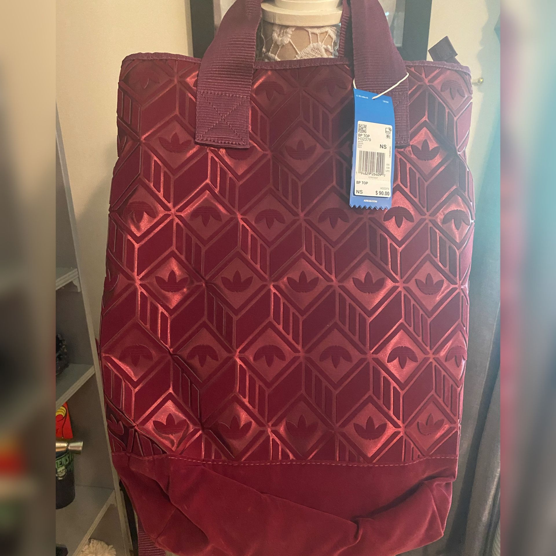 NWT Adidas Burgundy Backpack Tote Bag