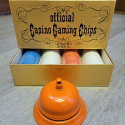 Vintage Official Casino Gaming Chips Las Vegas West , San Diego Ca. And A Bell