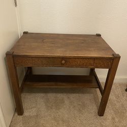 Real Dark Wood Desk Table Small Drawer