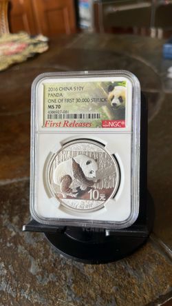 2016 SILVER CHINA PANDA S10Y - NGC MS70- Reverse Proof- One of First 3k! WOW HOT COIN!