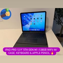 iPad Pro 12.9” 5th Gen M1 (128GB WiFi) w/ Case, Keyboard & Pencil 🔥