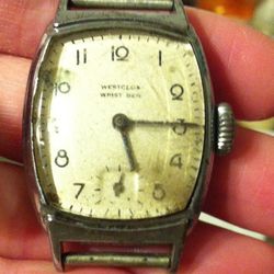 Vintage Westclox Wrist Ben Face Watch Silver Tone Wind Up? Parts