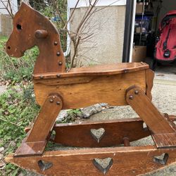 Solid Wooden Rocking Horse, Antique