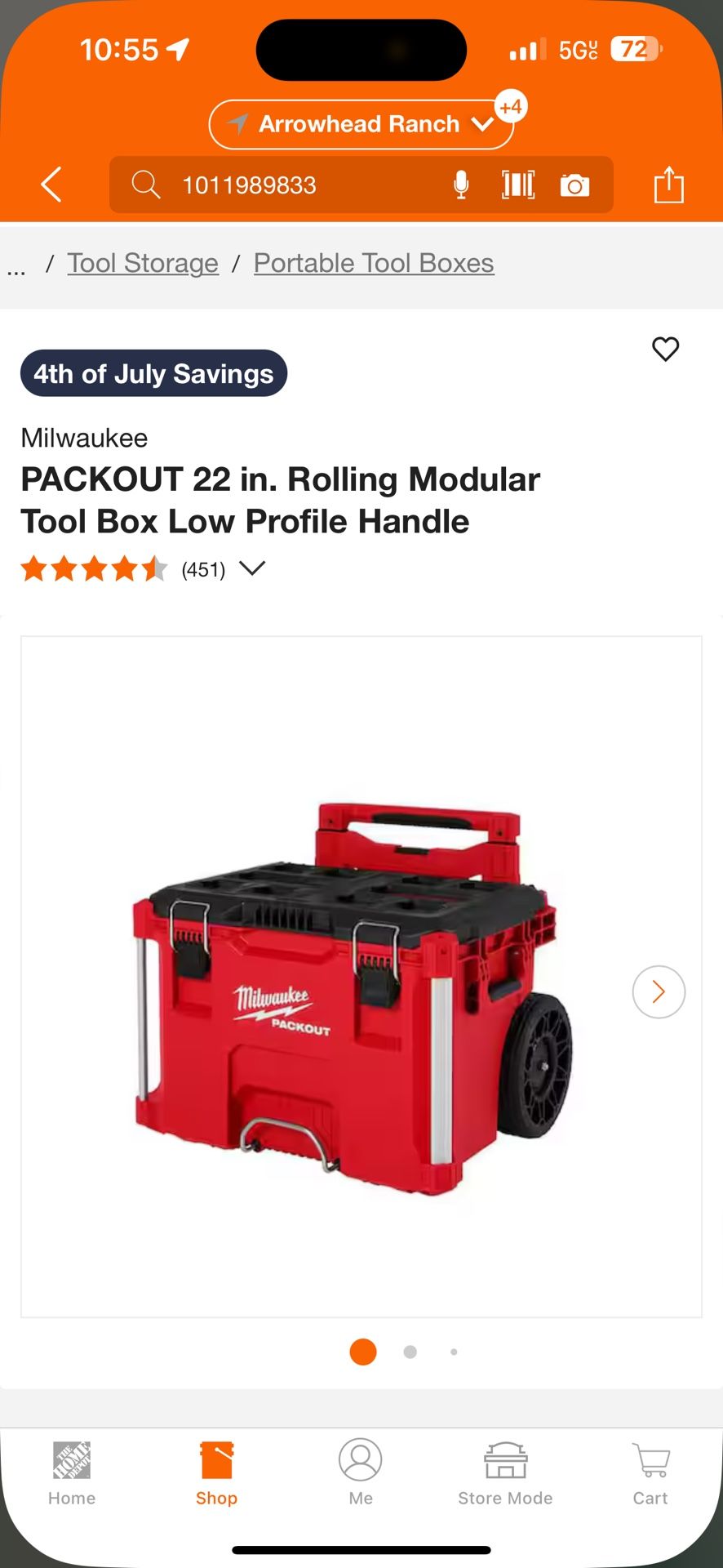 PACKOUT 22 in. Rolling Modular Tool Box Low Profile Handle