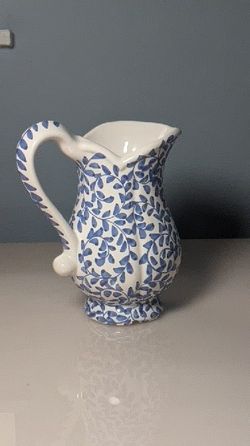 Blue And White Hand Painted Ceramic Pitcher