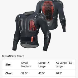 DUHAN 2XL MOTORCYCLE JACKET  Level 2 body armor 2 XL CHAMARRA PARA MOTOCICLISTA NUEVA