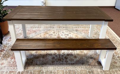 Custom Farmhouse Table & Bench - Store Closing