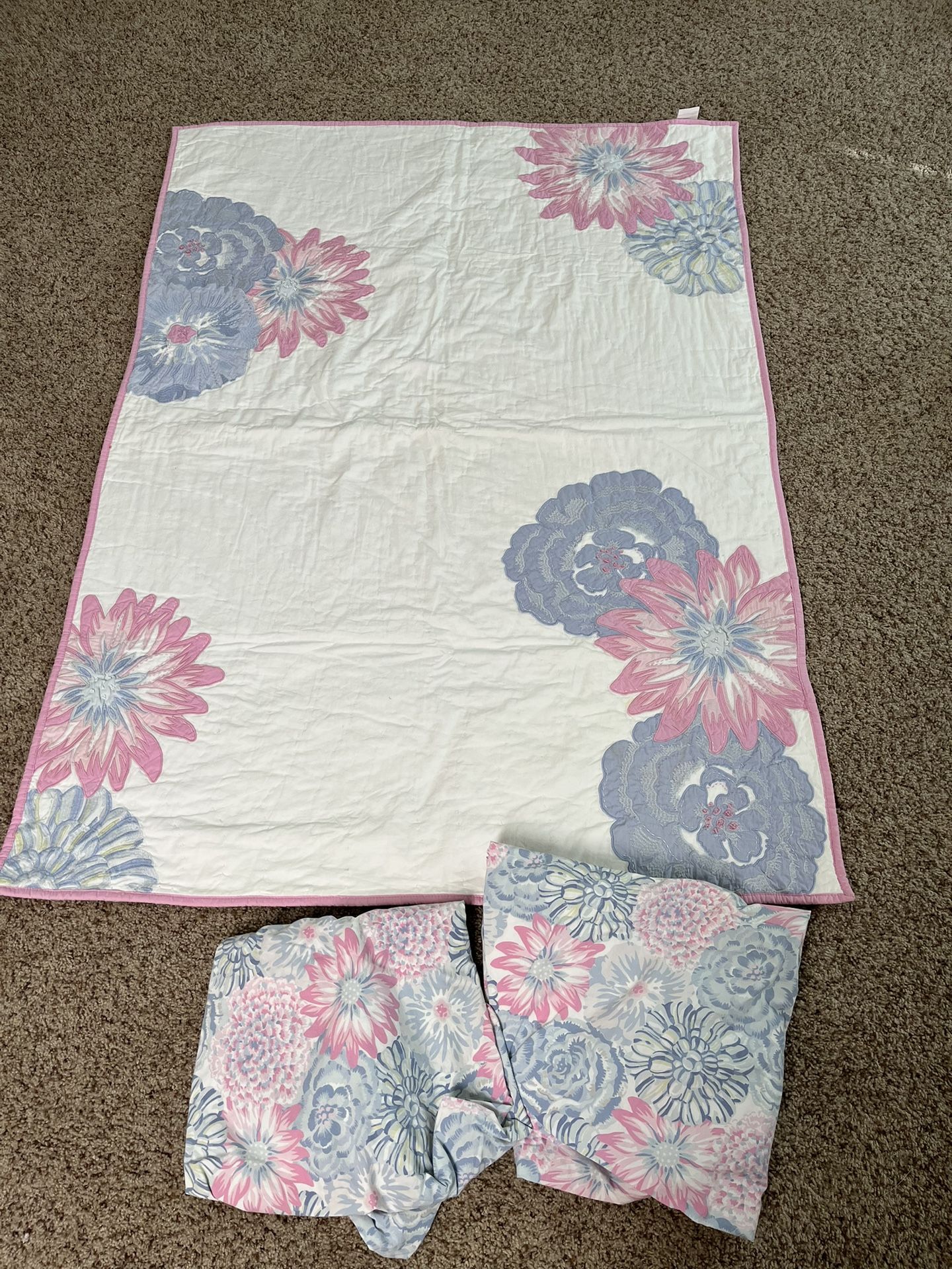 Pottery Barn Kids Crib Quilt And Two Matching Crib Sheets