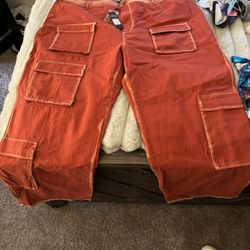 Orange Fashion Nova Plus Size Cargo Pants