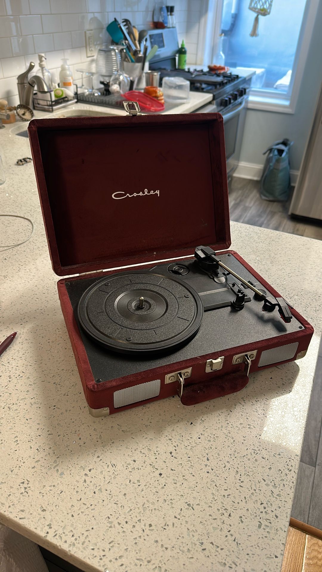 Maroon Crosley Record Player