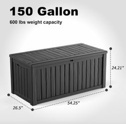 150 Gallon Resin Outdoor Deck Storage Box - Black