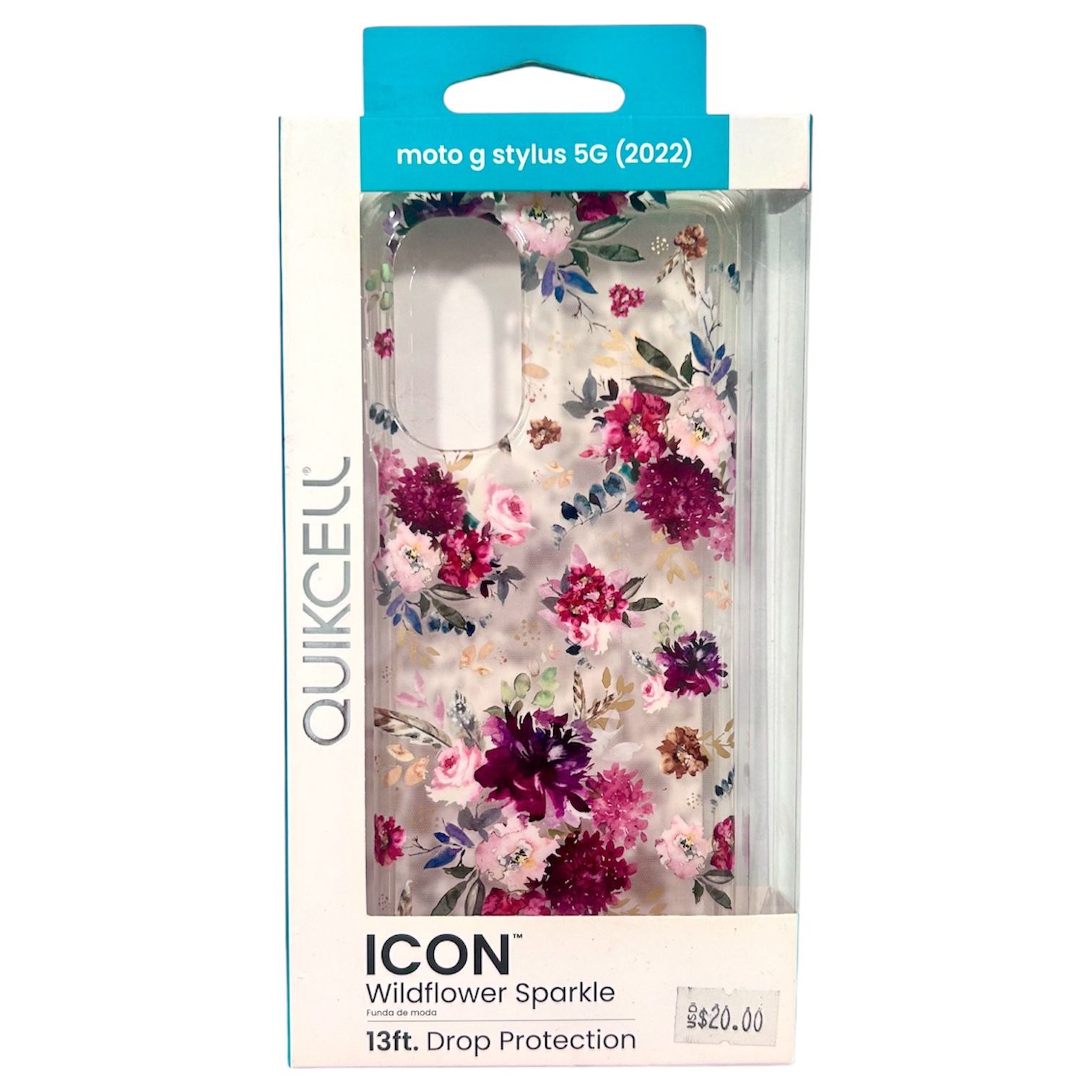 Quikcell Icon Wildflower Sparkle Phone Case For Moto G Stylus 5G (2022)