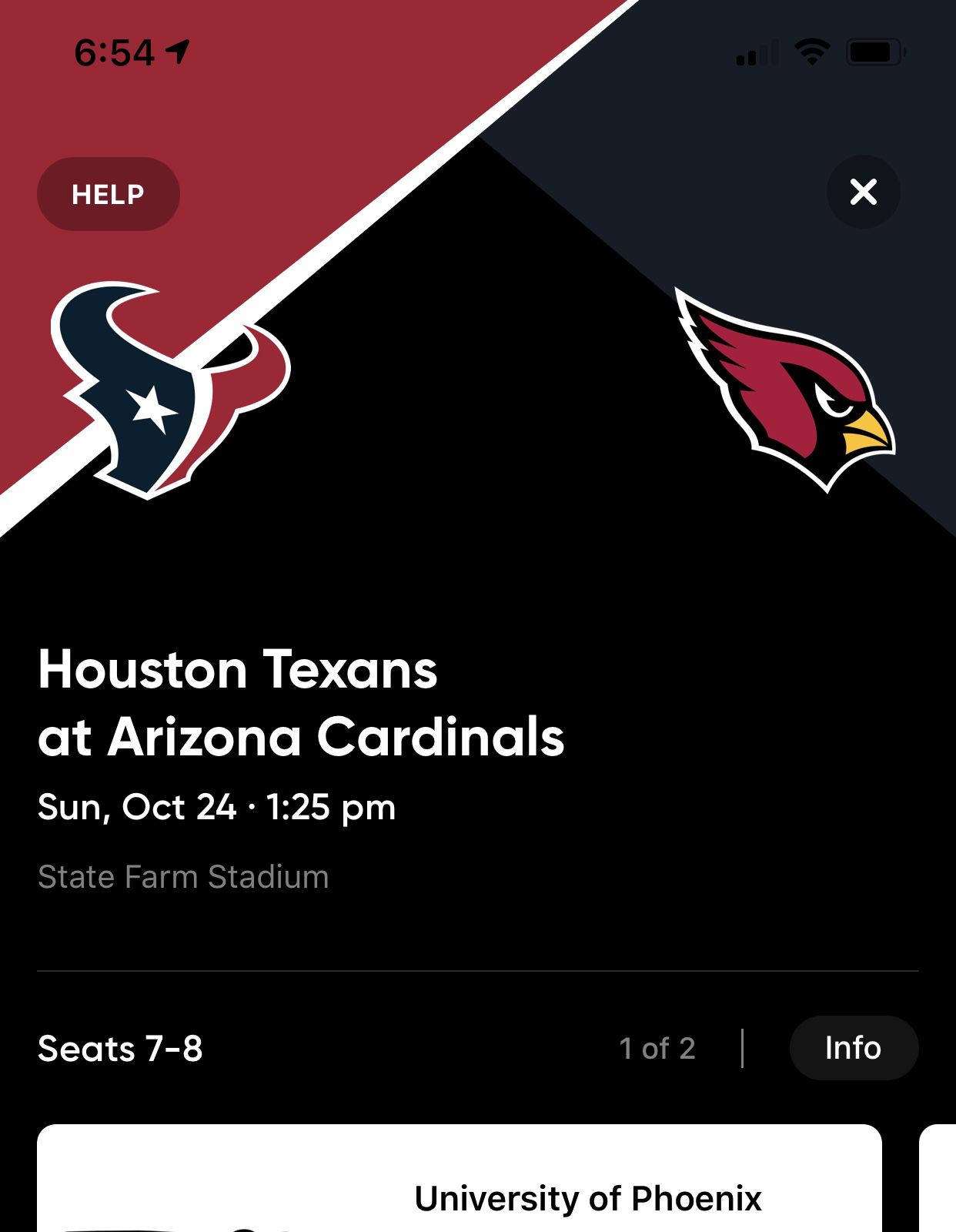 Arizona Cardinals Vs. Houston Texan