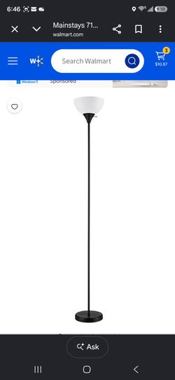 Mainstays 71" Black Floor Lamp, Modern Design (I have 3 will sell separately)