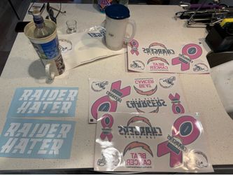 San Diego Chargers Vinyl Decal Sticker Lot Raider Hater & Beat Cancer Pink Ribbon Sheets