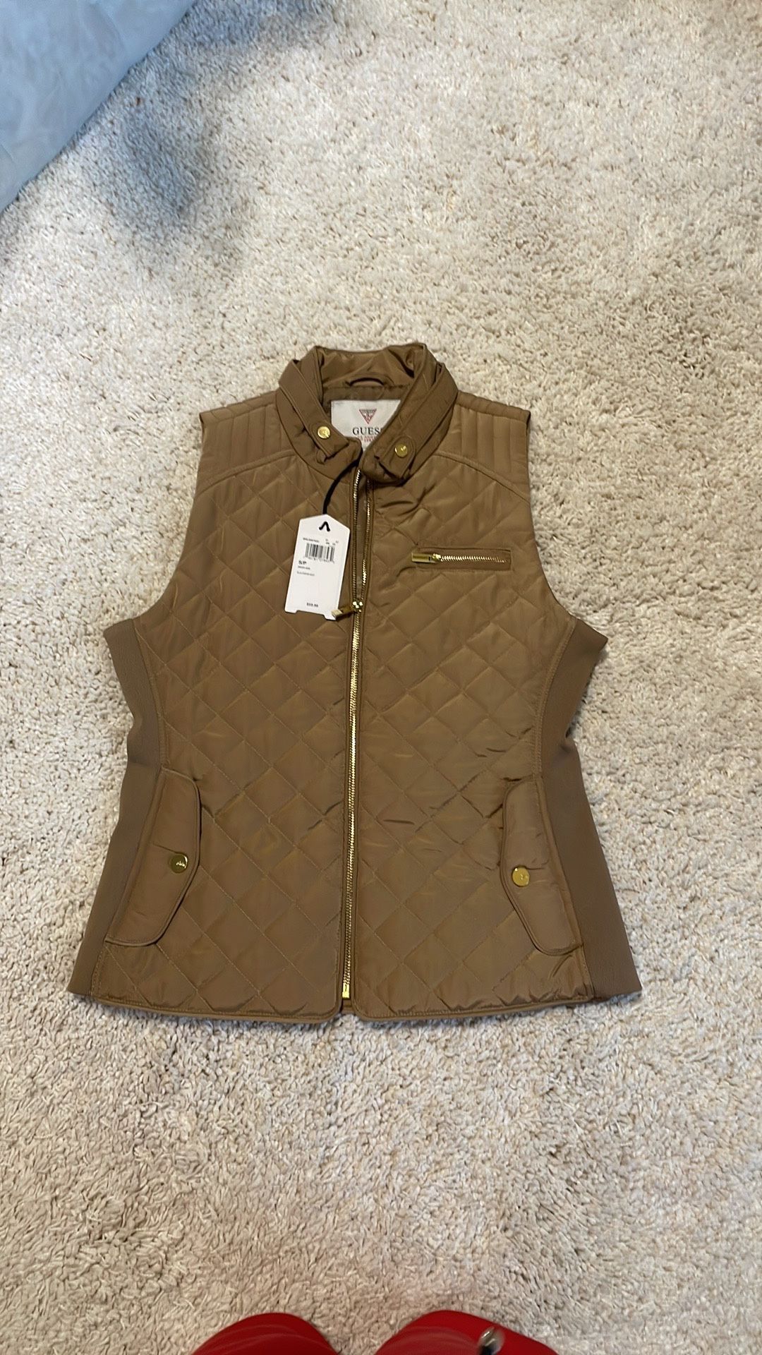 New Guess Small women’s puffer vest tufted gold