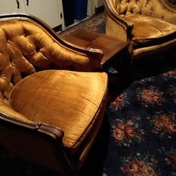 Pair Of Vintage French Hand Carved Walnut Swan Chairs