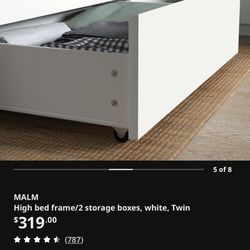 High Bed Frame With 2 Storage Boxes 