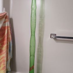 Green glass Italian made red wine bottle 44inches tall collection item good looking bottle