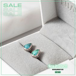 Silver Earrings For Women With Turquoise Zircon