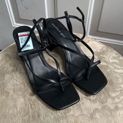 New  Madden Girl Black Chunky Heels Shoes Sz 9.5