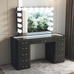 Vanity set MAISON IMPRESSIONS Brand Desk w RGB Light and Bluetooth Mirror. New Especial price
