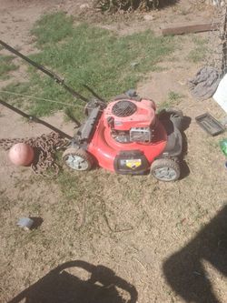 Gas lawn mower  selling cheap 100 starts rite  up  still lime new