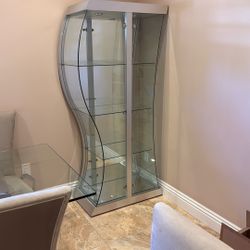 2 Pieces Mirror Glass Showcase 