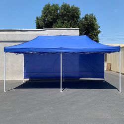 (NEW) $220 Heavy-Duty Canopy 10x20 ft with (2 Sidewalls), EZ Popup Shade Outdoor Gazebo, Carry Bag