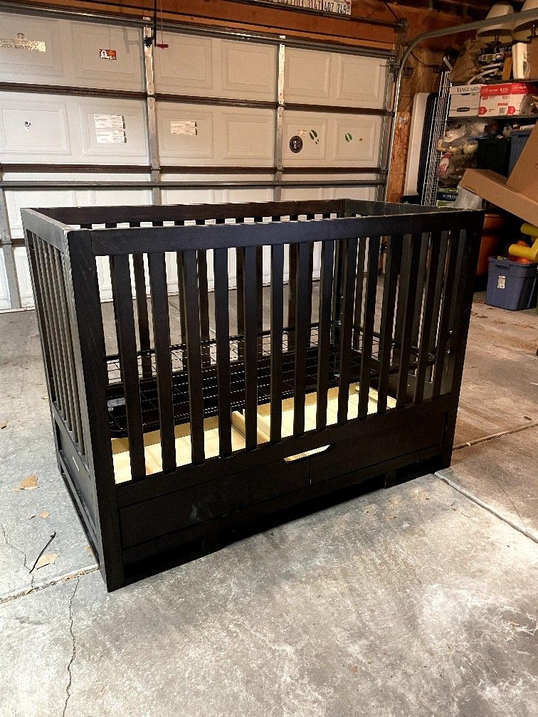 Baby Crib, Mattress, and Dresser