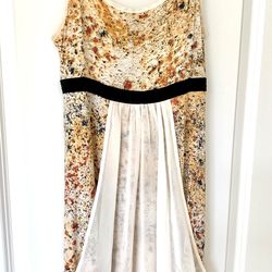 Women’s Kensi (S) - Multi-Color Abstract Print Dress with Sheer Overlay