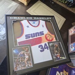 Vintage rare Charles Barkley Phoenix Suns basketball framed nba jersey hof #34 34x34