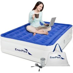 EnerPlex Twin Air Mattress with Pump - Double Height, Portable, Inflatable Blow Up Mattress with Detachable Electric Pump for Camping & Home - Easy to