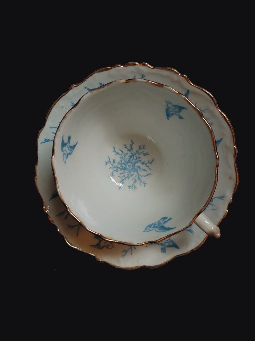 The Coalport Blue Teacup and Saucer