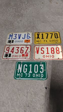 5 vintage ohio motorcycle license plates