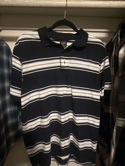 Black/white striped polo