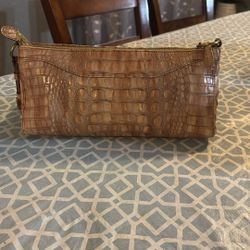 Brahmin bag Color Tan Shoulder Bag Croc Embossed Leather Purse -  Good 👍🏻 