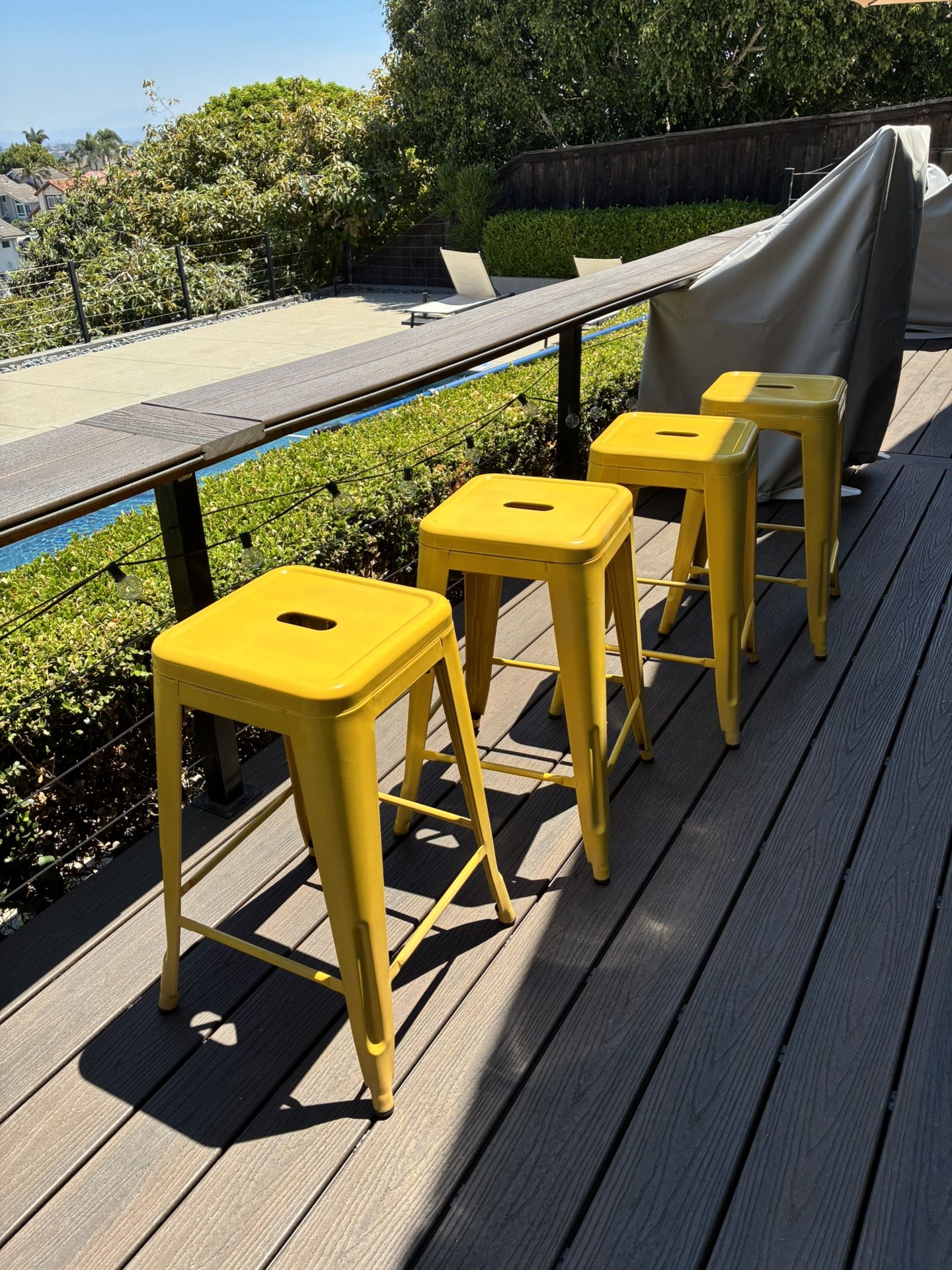 Set Of 4 Outdoor Metal Stools