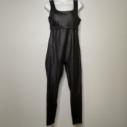 Fabletics Motion365+ Shine Jumpsuit Black Size L Faux Leather Catsuit