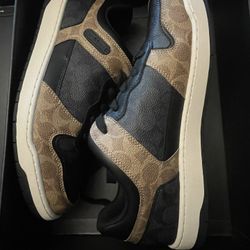 New Men’s Coach Black And Tan Leather Shoes 