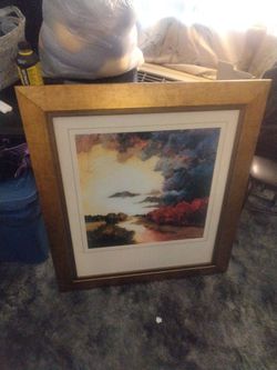 Framed Landscape Art Print Gold Frame