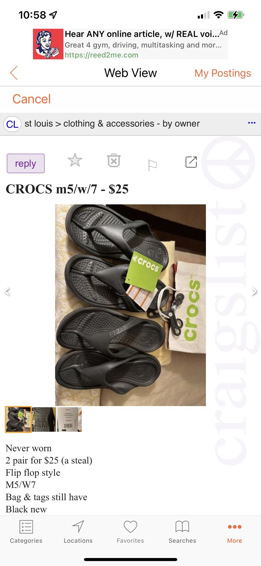 CROCS 2 Pair Black