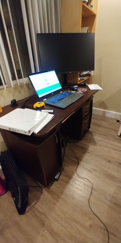 Computer Desk in Gray Whit CPU storage Cabinet and Hanging File Cabinet , Brown